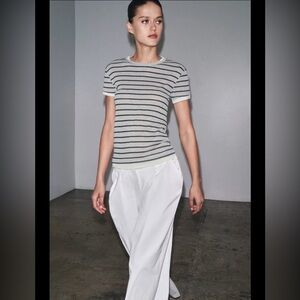 Zara double stripe tee shirt gray & black